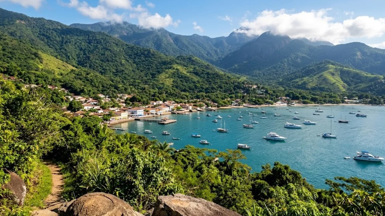 Vista panorâmica de Ilhabela no litoral norte de São Paulo