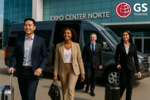 Transporte executivo da GS Transfer chegando a expo center norte