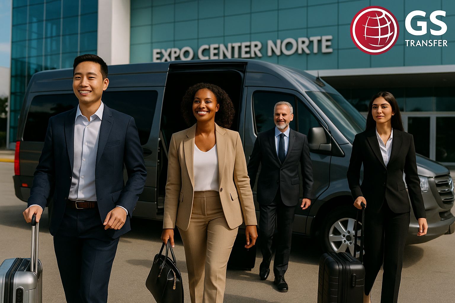 Transporte executivo da GS Transfer chegando a expo center norte