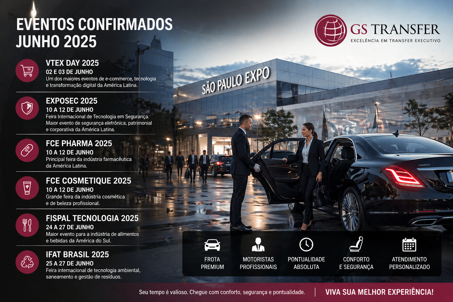 traslado corporativo premium para São Paulo Expo