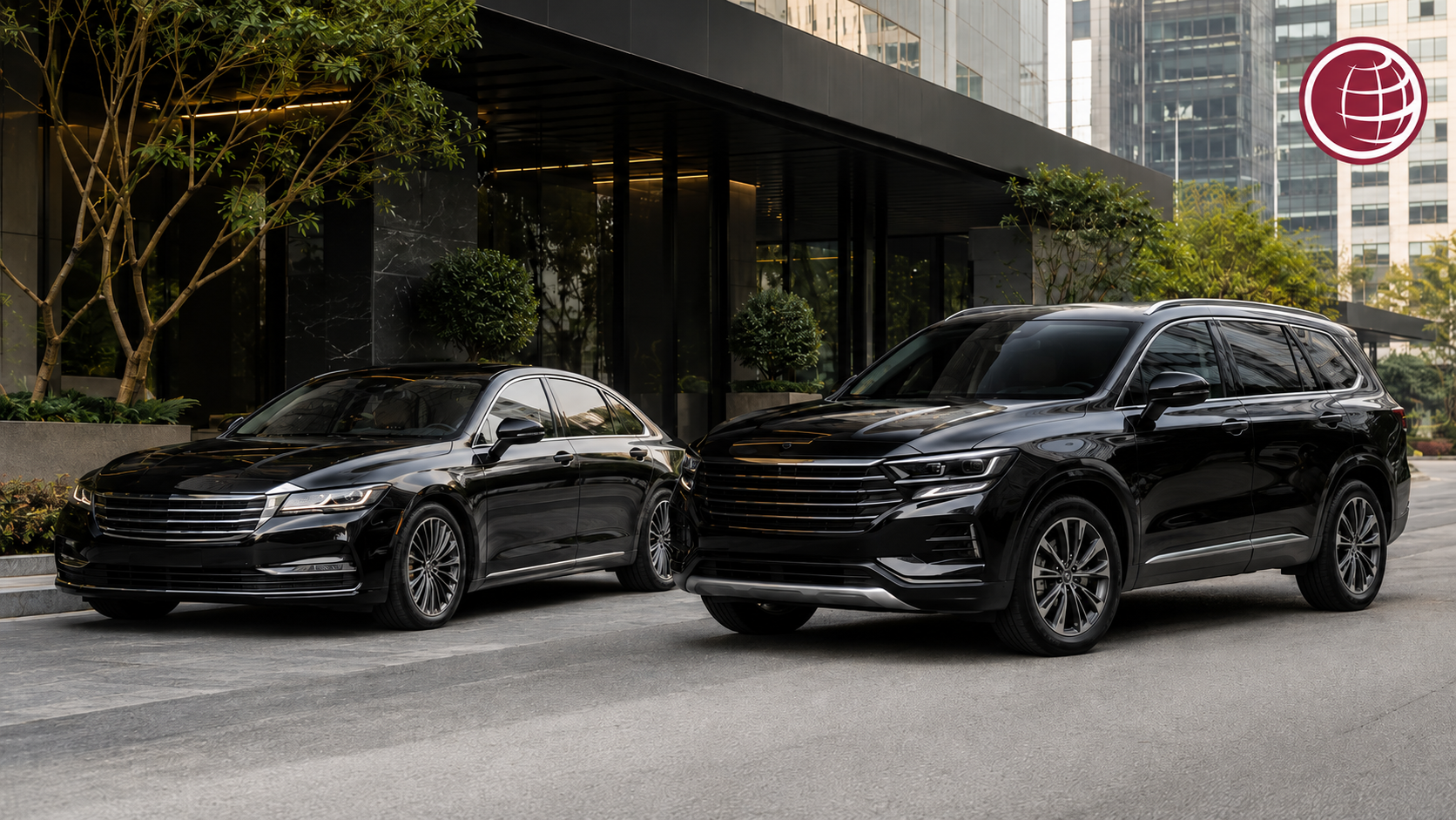 Sedã e SUV executivos em São Paulo ilustrando guia sobre veículo blindado para executivos